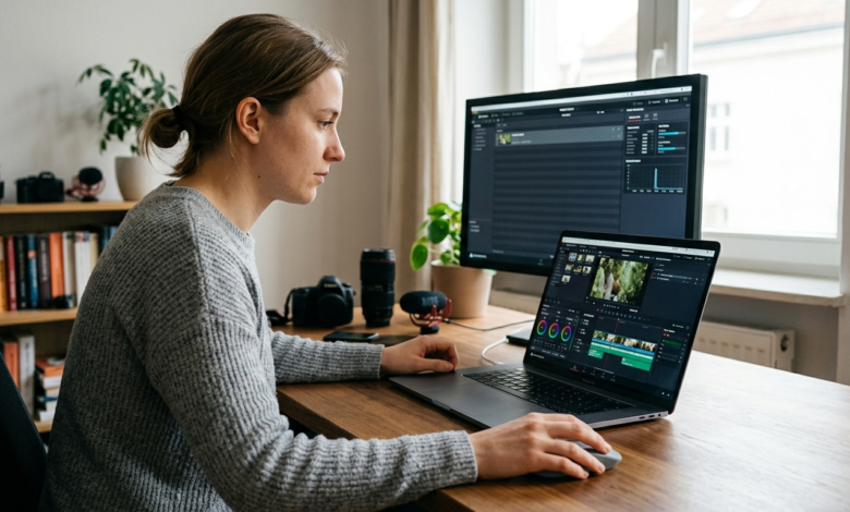 Video kurgu ve render için güçlü bir işlemciyi gösteren detaylı bir görsel.
