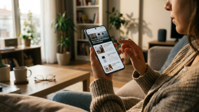 Modern bir akıllı ev giriş sistemini gösteren bir kapı kolu ve video kapı zili