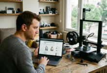 Çalışan bir FDM 3D yazıcı ve basılmış renkli objeler, hobi amaçlı 3D baskı dünyasına giriş.